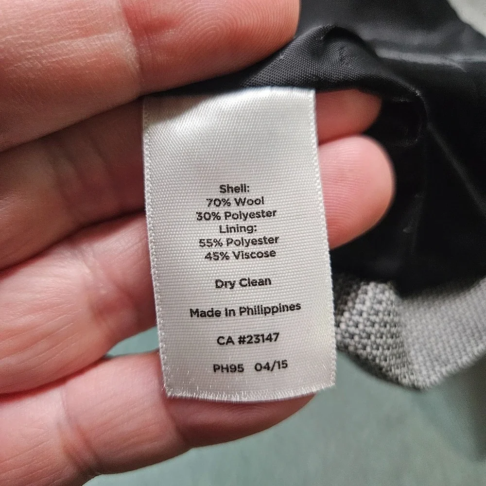 Talbots Wool Blend Blazer Suit Jacket Women 10 Petite 2-Button Gray Black Office